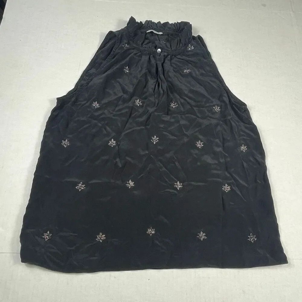 St Roche Sleeveless Blouse Beaded Embroidered Lightweight Top Boho Chic Size 4